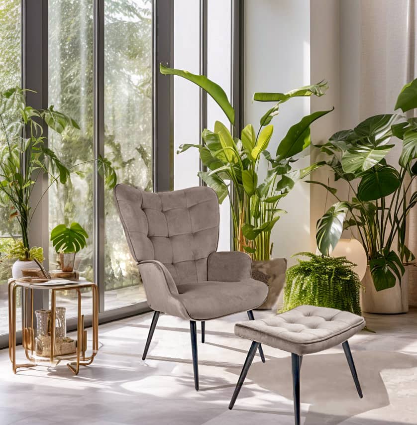 Hochlehnsessel Ella mit Hocker braun: Tipps zur Kombination mit Sofa, Teppich und Wohnaccessoires