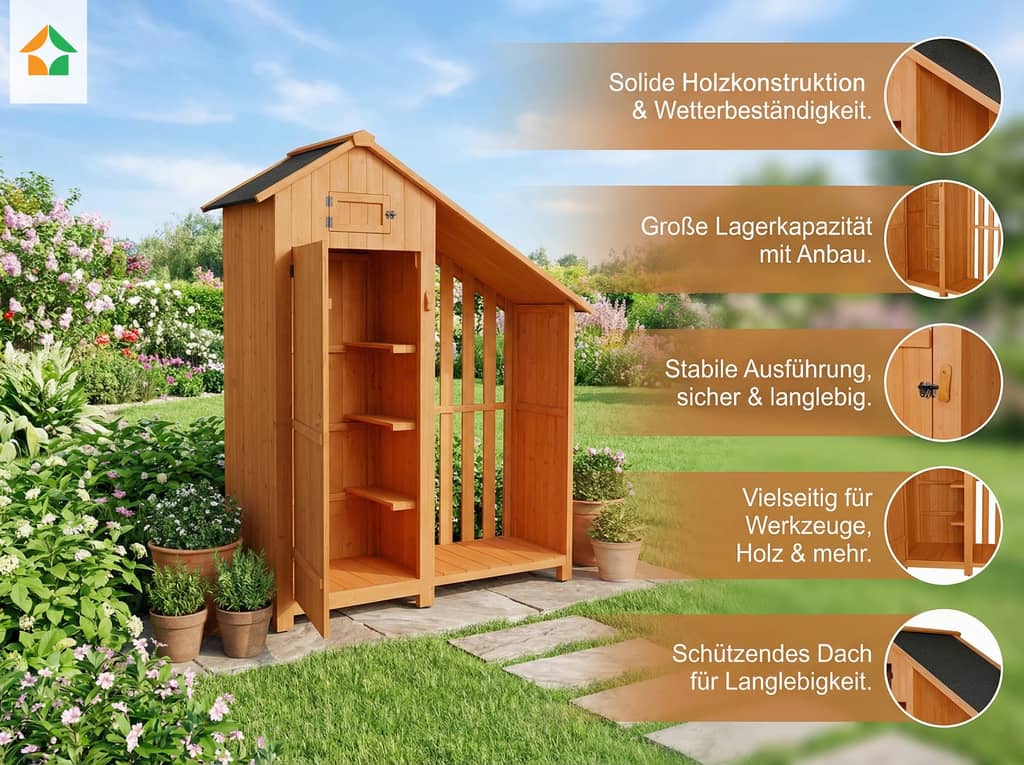 Werkzeugschrank aus Holz für den Garten: Warum das Modell 131 x 54 x 180 cm die perfekte Lösung für sichere Werkzeugaufbewahrung ist